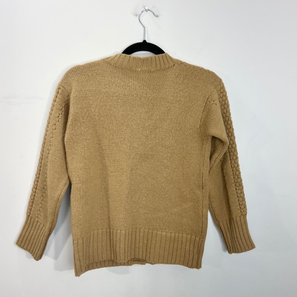 Vintage Jousse Paris Italian made wool blend tan fitted cardigan sweater - Picture 4 of 12